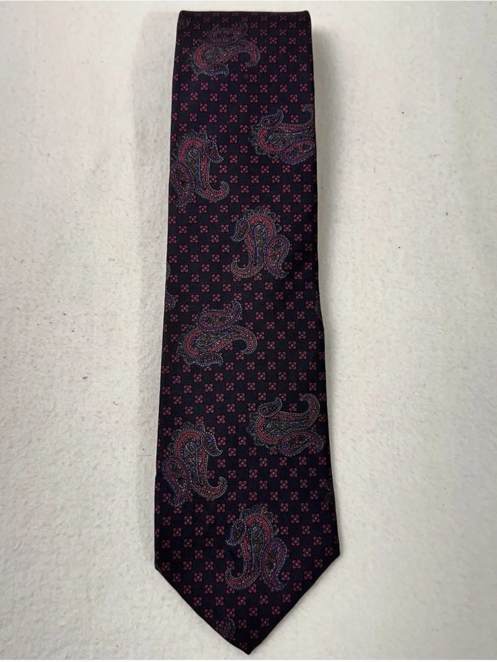 Classic Navy Paisley Silk Tie -DAKS Vintage Silk Tie Men's Paisley